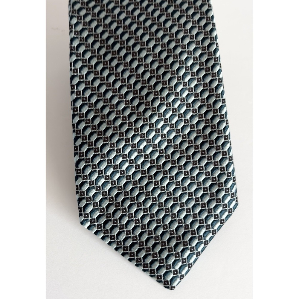 Vtg Jos A Bank Joseph 100% Silk Tie Teal Art Deco Geometric Made Italy NWT